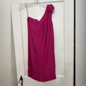 Maria Bonita extra pink silk one shoulder bow knee length dress size 4